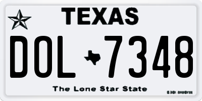 TX license plate DOL7348