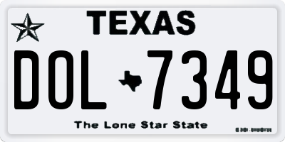 TX license plate DOL7349