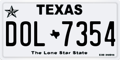 TX license plate DOL7354