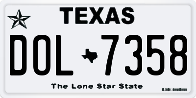 TX license plate DOL7358