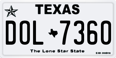 TX license plate DOL7360