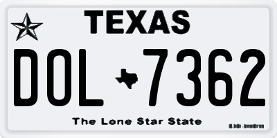TX license plate DOL7362