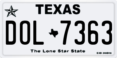 TX license plate DOL7363