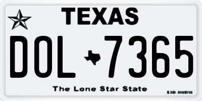 TX license plate DOL7365
