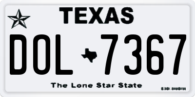 TX license plate DOL7367