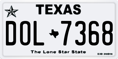 TX license plate DOL7368