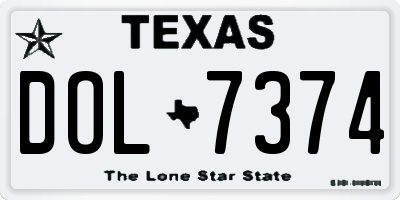 TX license plate DOL7374