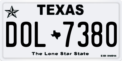 TX license plate DOL7380