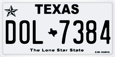 TX license plate DOL7384