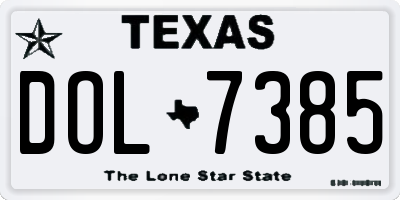 TX license plate DOL7385