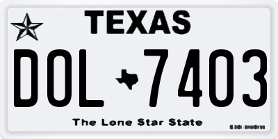 TX license plate DOL7403