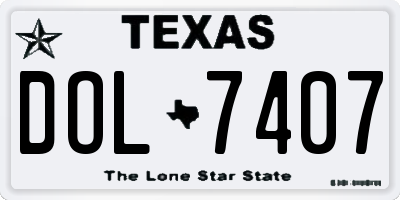 TX license plate DOL7407