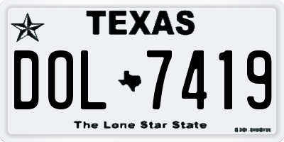 TX license plate DOL7419