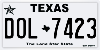 TX license plate DOL7423