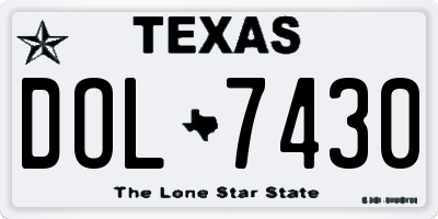 TX license plate DOL7430