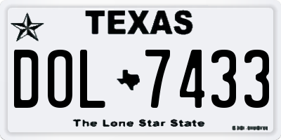 TX license plate DOL7433