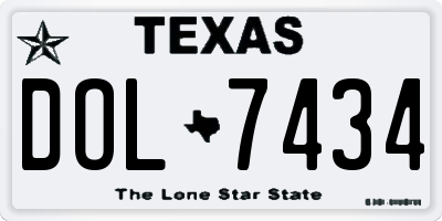 TX license plate DOL7434