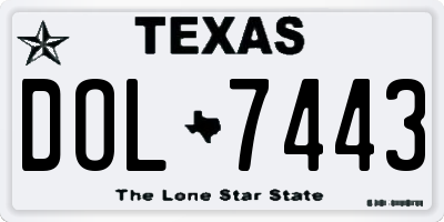 TX license plate DOL7443