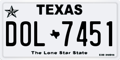 TX license plate DOL7451