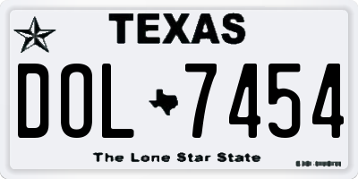 TX license plate DOL7454