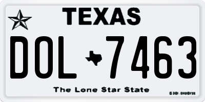 TX license plate DOL7463
