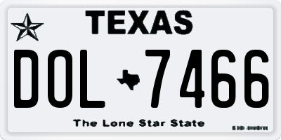 TX license plate DOL7466