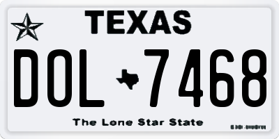 TX license plate DOL7468