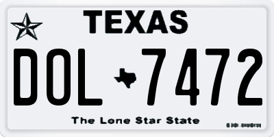 TX license plate DOL7472