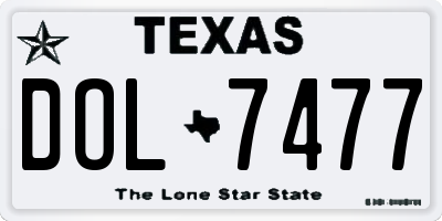TX license plate DOL7477