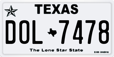 TX license plate DOL7478