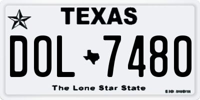 TX license plate DOL7480