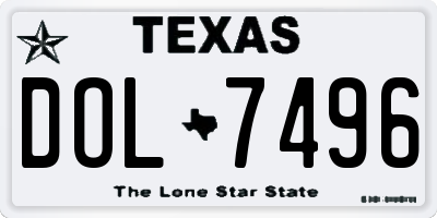 TX license plate DOL7496