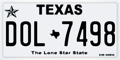 TX license plate DOL7498