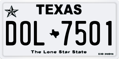 TX license plate DOL7501