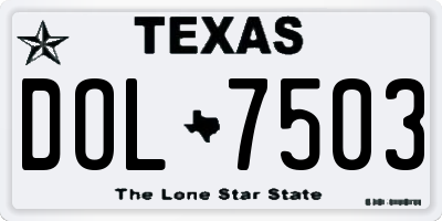 TX license plate DOL7503