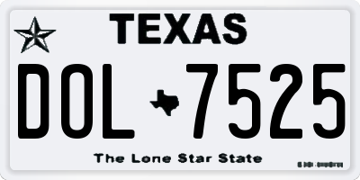 TX license plate DOL7525