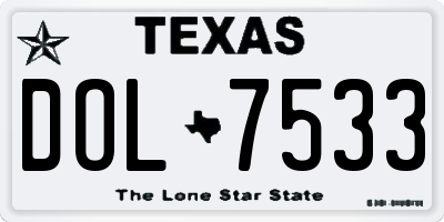 TX license plate DOL7533