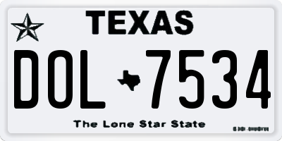 TX license plate DOL7534
