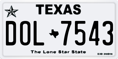 TX license plate DOL7543