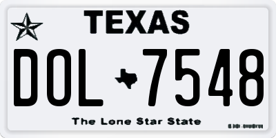 TX license plate DOL7548