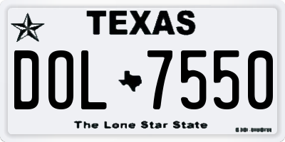 TX license plate DOL7550