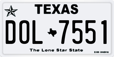 TX license plate DOL7551
