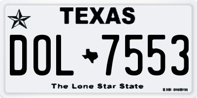 TX license plate DOL7553