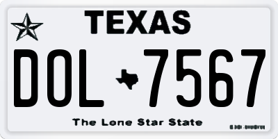 TX license plate DOL7567