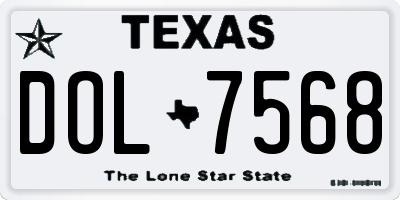 TX license plate DOL7568
