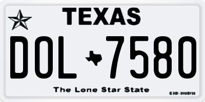 TX license plate DOL7580