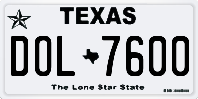 TX license plate DOL7600