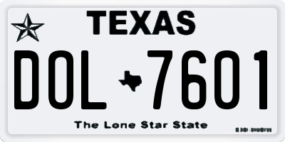 TX license plate DOL7601