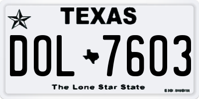 TX license plate DOL7603
