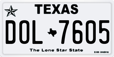 TX license plate DOL7605